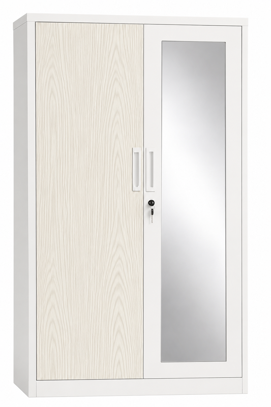 Closet metálico de 2 puertas con diseño decorativo diseño madera