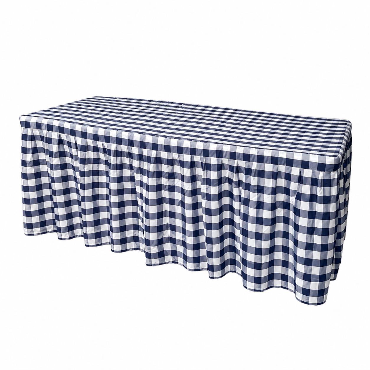 Mantel de Tela Oxford cuadros azules con Vuelos para Mesa de 1.80 Metros