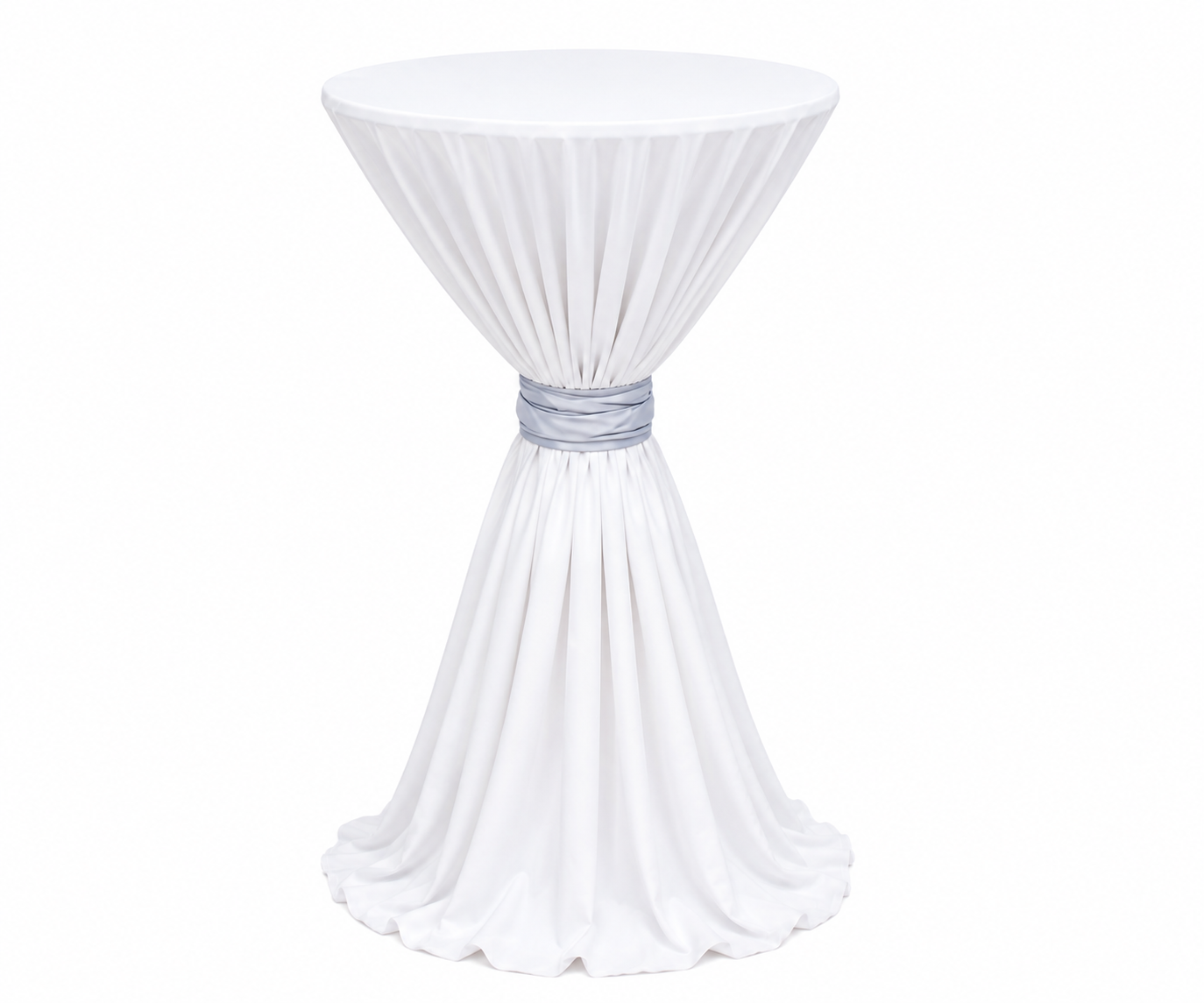 Mantel de Tela Oxford blanco con Cincho para Mesa Coctelera