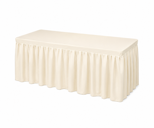 Mantel de Tela Oxford crema con Vuelos para Mesa de 1.80 Metros