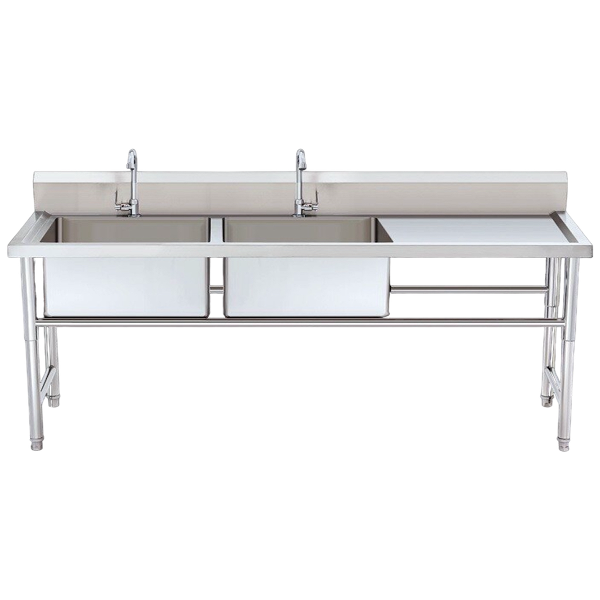 Lavadero de acero doble fosa 1.75m de ancho con patas