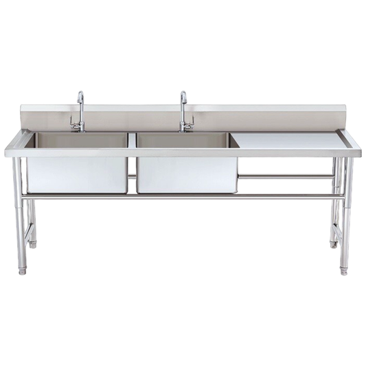 Lavadero de acero doble fosa 1.75m de ancho con patas