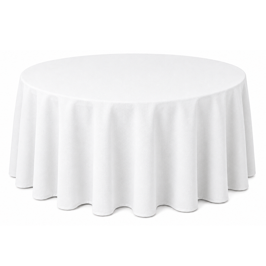 Mantel de Tela Oxford blanco para Mesa Redonda de 1.53 m