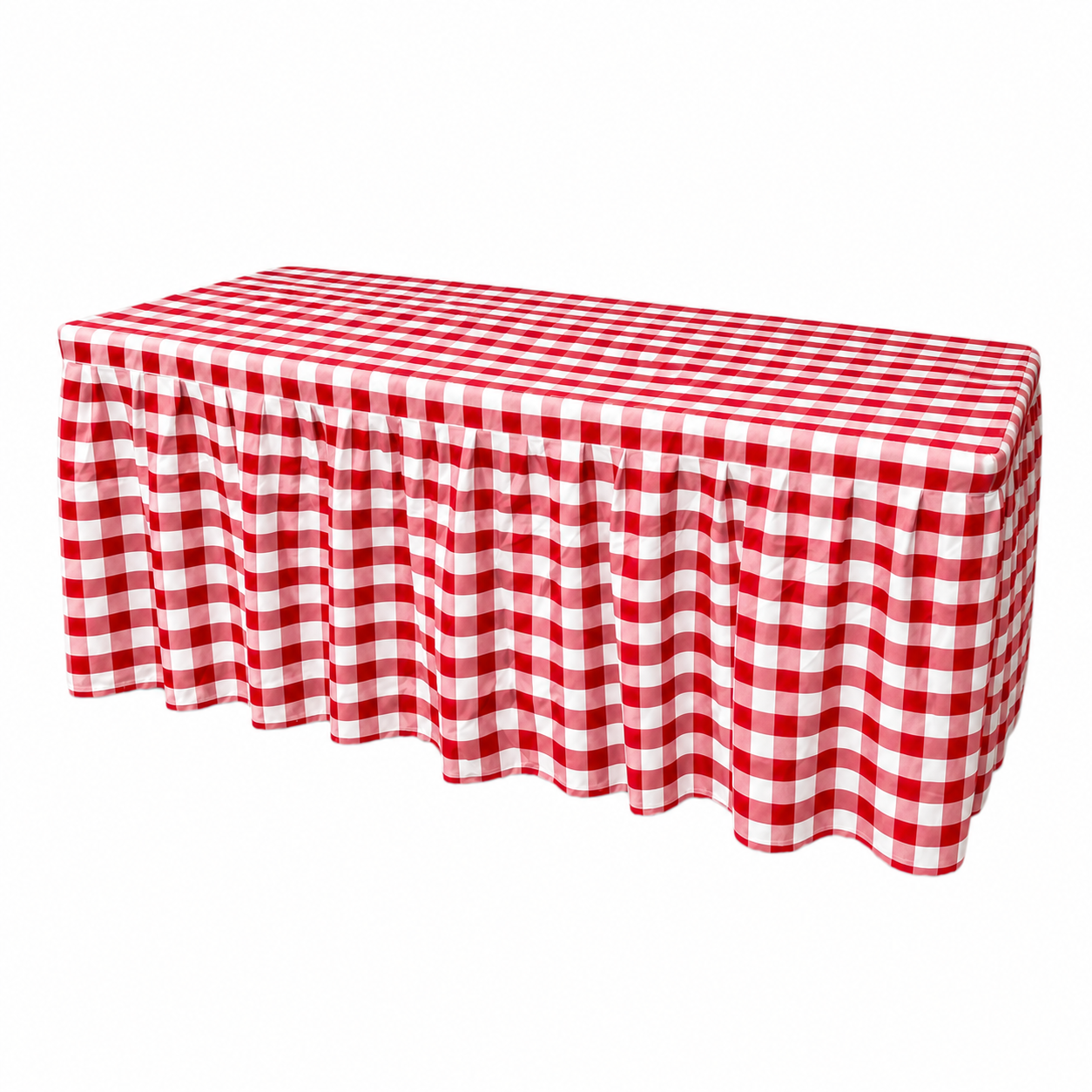 Mantel de Tela Oxford cuadros rojos con Vuelos para Mesa de 1.80 Metros
