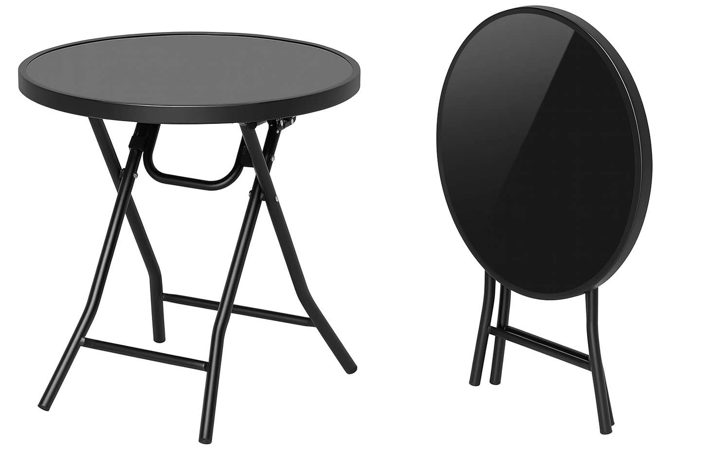 Mesa redonda plegable vidrio templado 60Cm