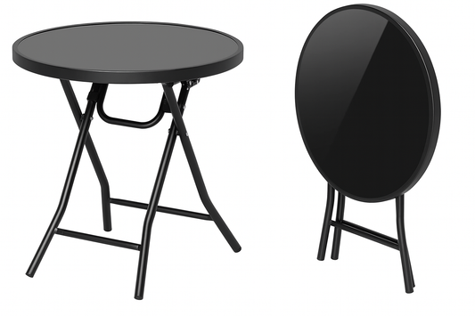 Mesa redonda plegable vidrio templado 60Cm