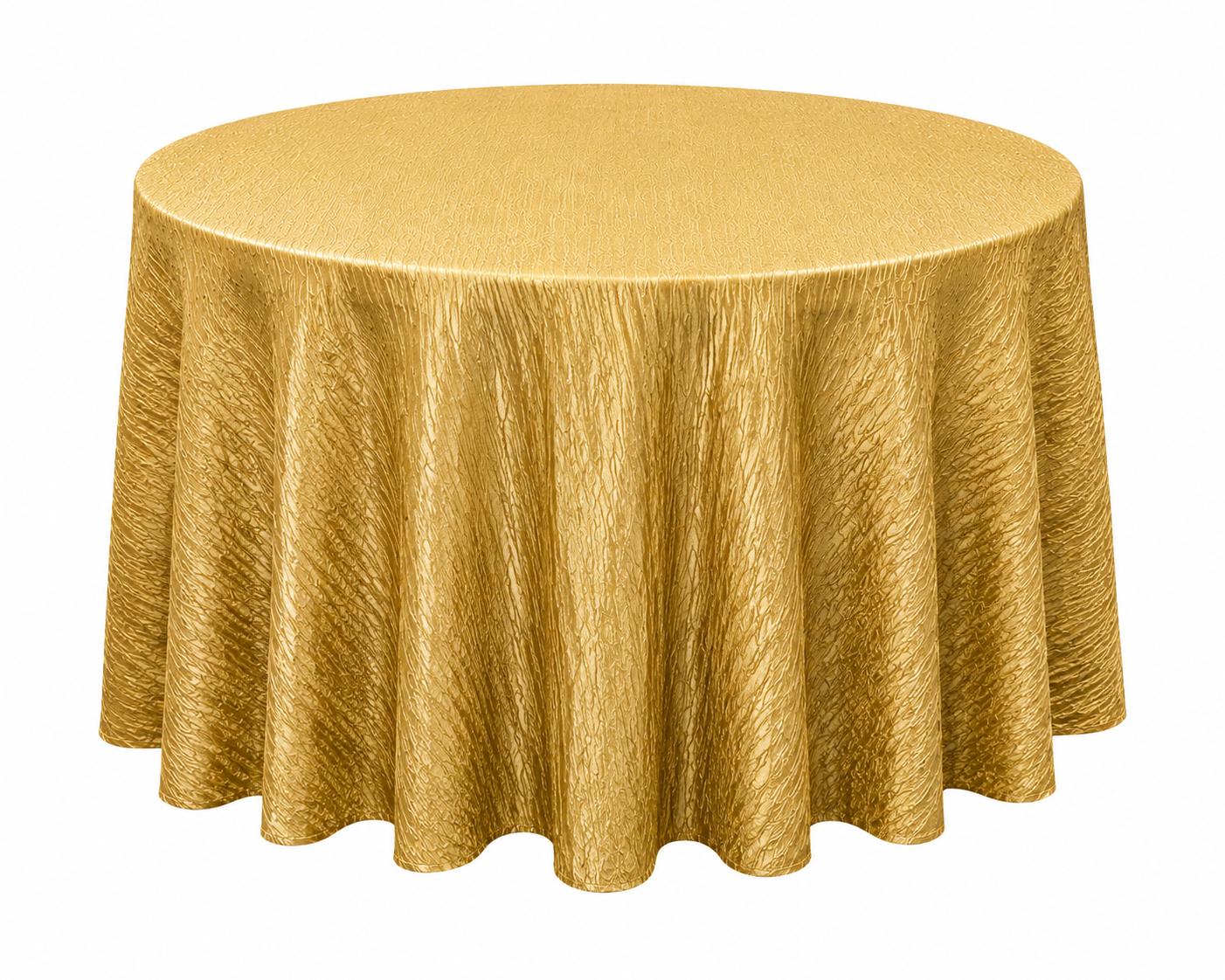 Mantel de Tela Corrugada dorada para Mesa Redonda de 1.53 m