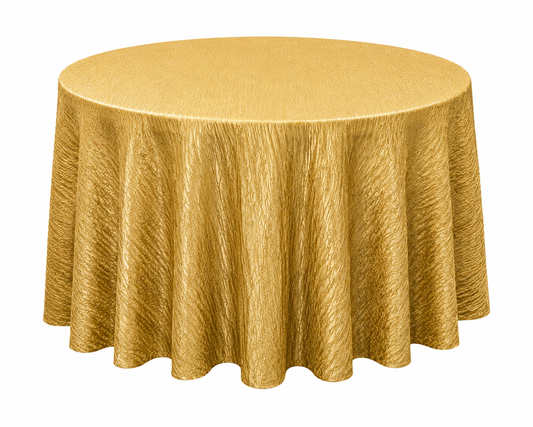 Mantel de Tela Corrugada dorada para Mesa Redonda de 1.53 m