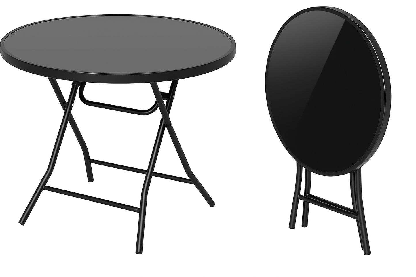Mesa redonda plegable vidrio templado 80Cm