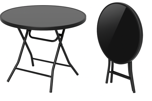 Mesa redonda plegable vidrio templado 80Cm