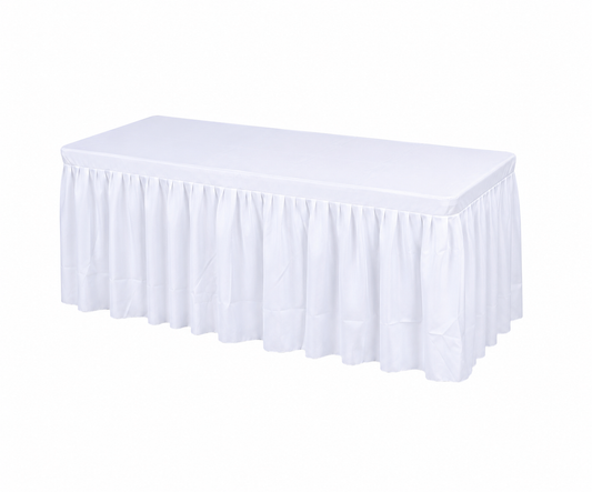 Mantel de Tela Oxford blanco con Vuelos para Mesa de 1.80 Metros