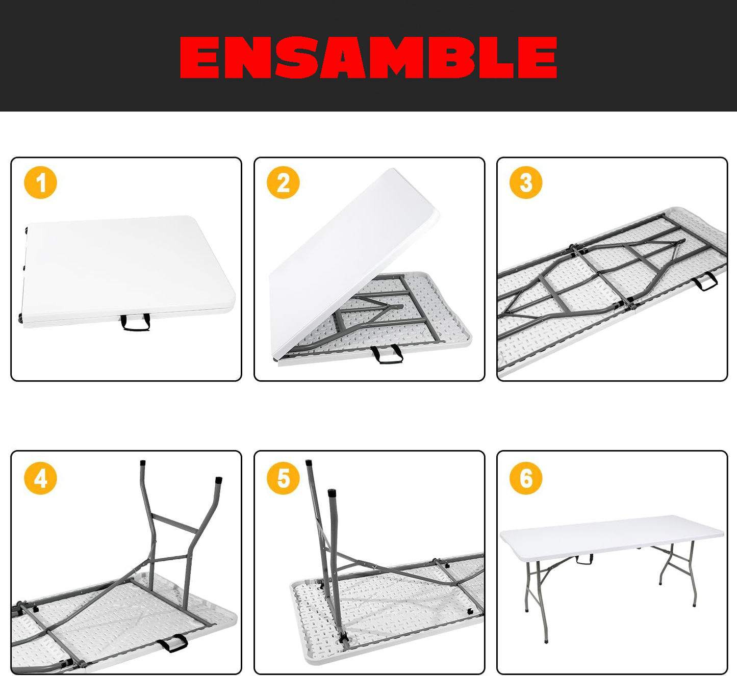 Mesa reforzada de 1.8m plegable plastica