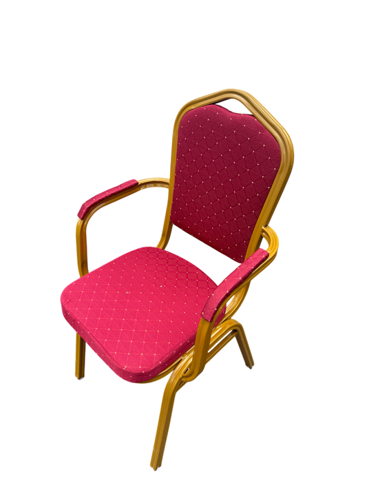 Silla tipo banquete Imperial con apoyabrazos color corinto