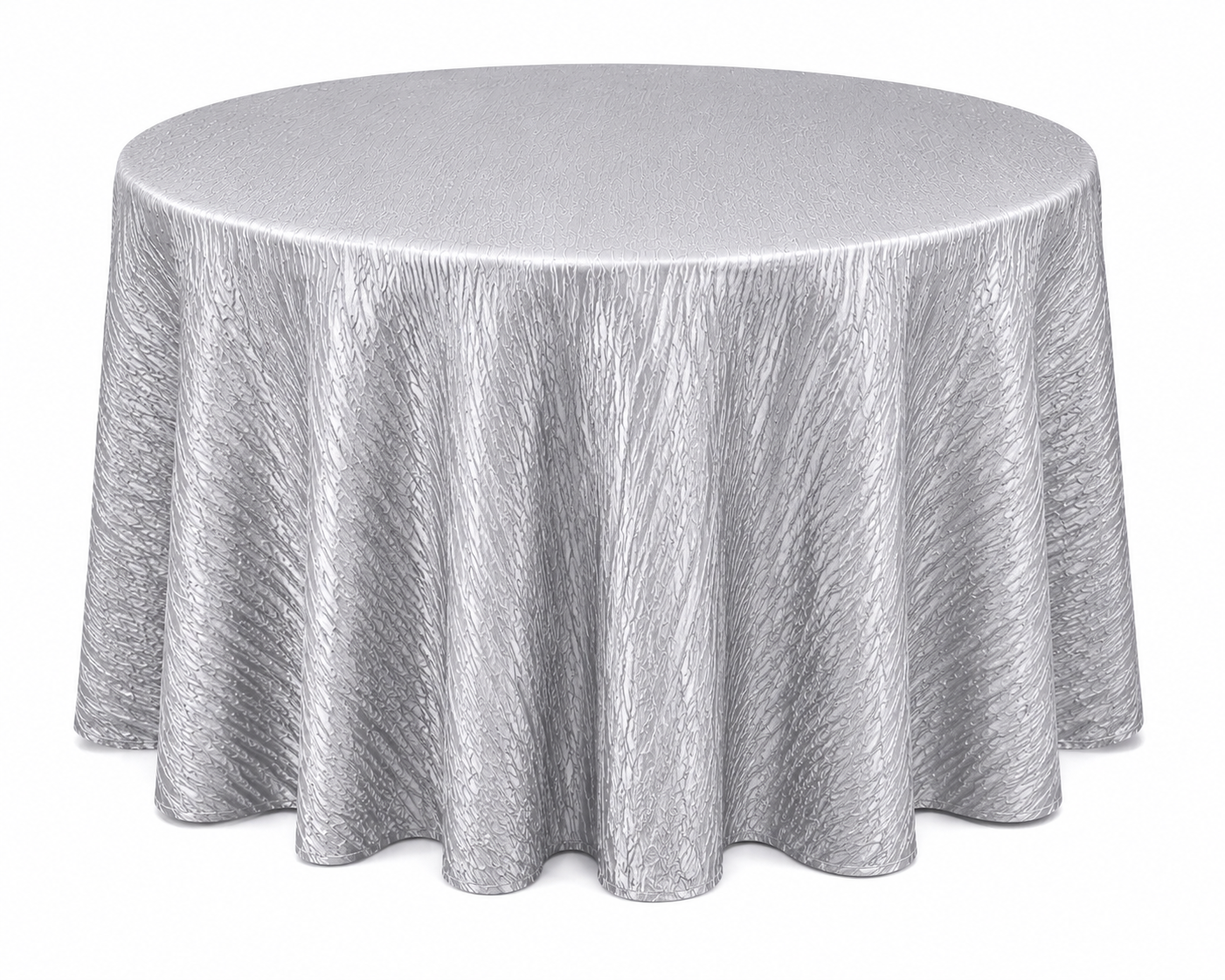 Mantel de Tela Corrugada plateada para Mesa Redonda de 1.53 m